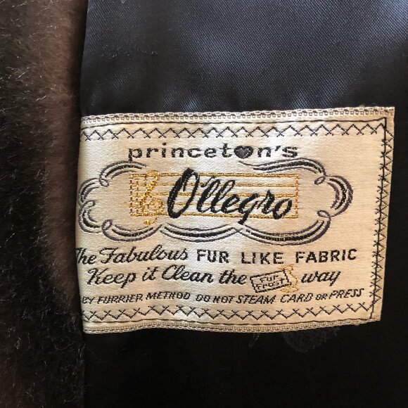 Vintage Princeton's O'llegro Faux Fur Coat, Black and Brown - Picture 6 of 7